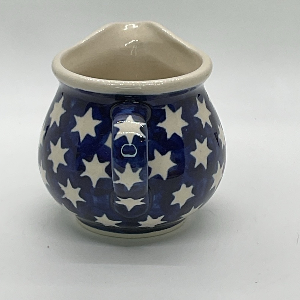 Boleslawiec Blue and White Star Pattern Ceramic Small Pitcher - Picture 4 of 7